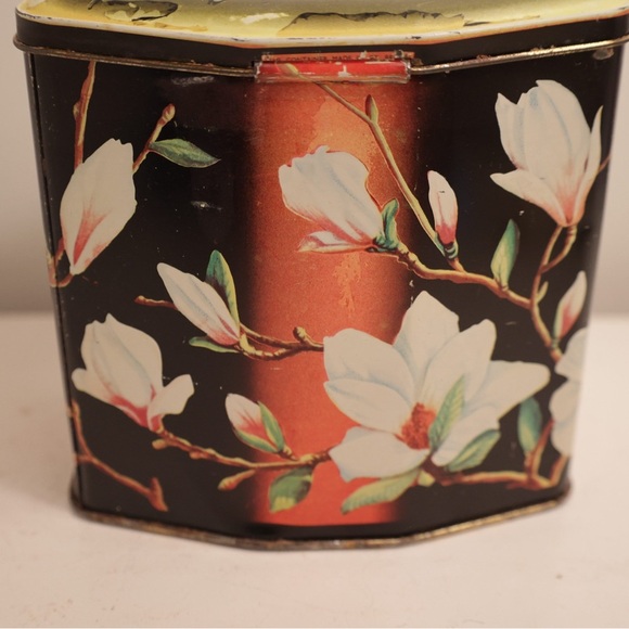Floral Tea Tin Box with Magnolia Design - Picture 2 of 10